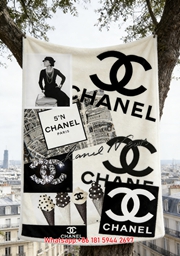 Chanel Vintage Collage CC Logo Flannel Sofa Throw Blanket IMG_7019